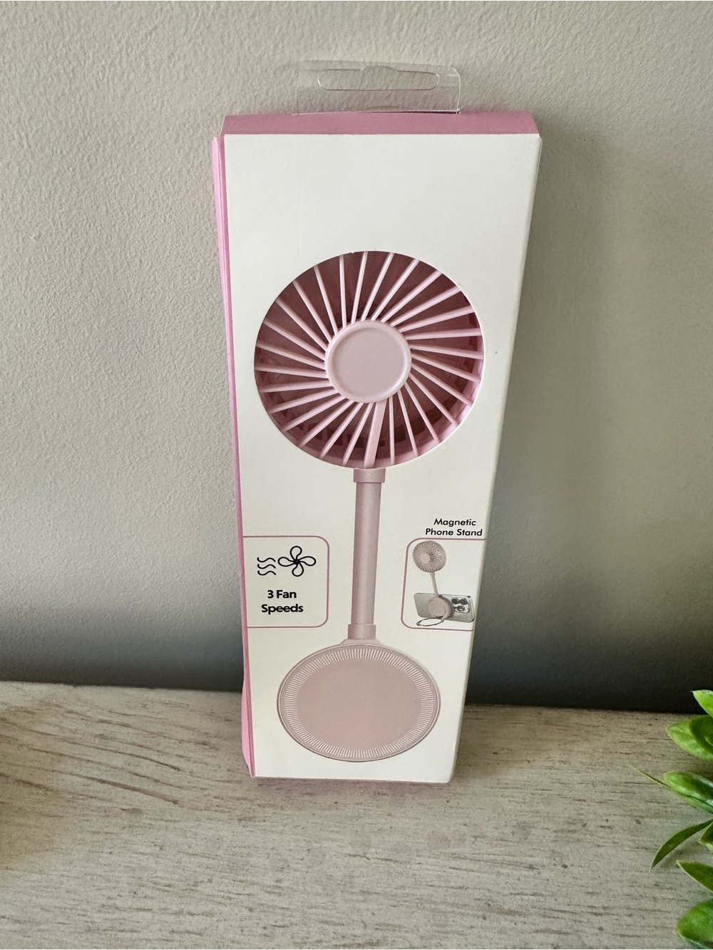 Portable Pink Desk Fan with Magnetic Phone Stand